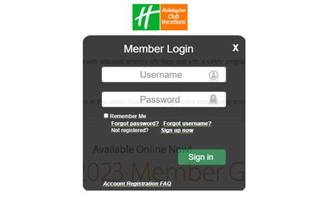holiday inn club vacations members login page